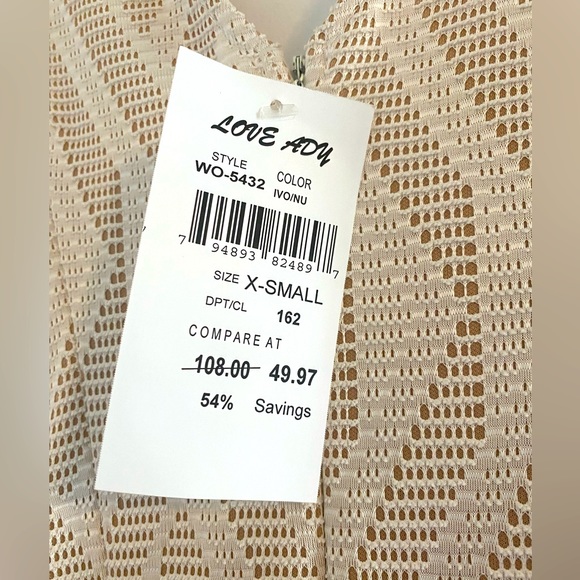 NWT Love… Ady Fit & Flare Mini Sleeveless V-Neck Dress in Ivory/Nude - Picture 8 of 9